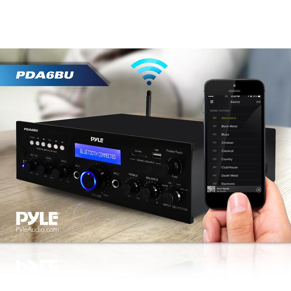 Receptor Amplificador estreo Bluetooth,karaoke, Radio FM, USB y SD,200W Pyle PDA6BU #3