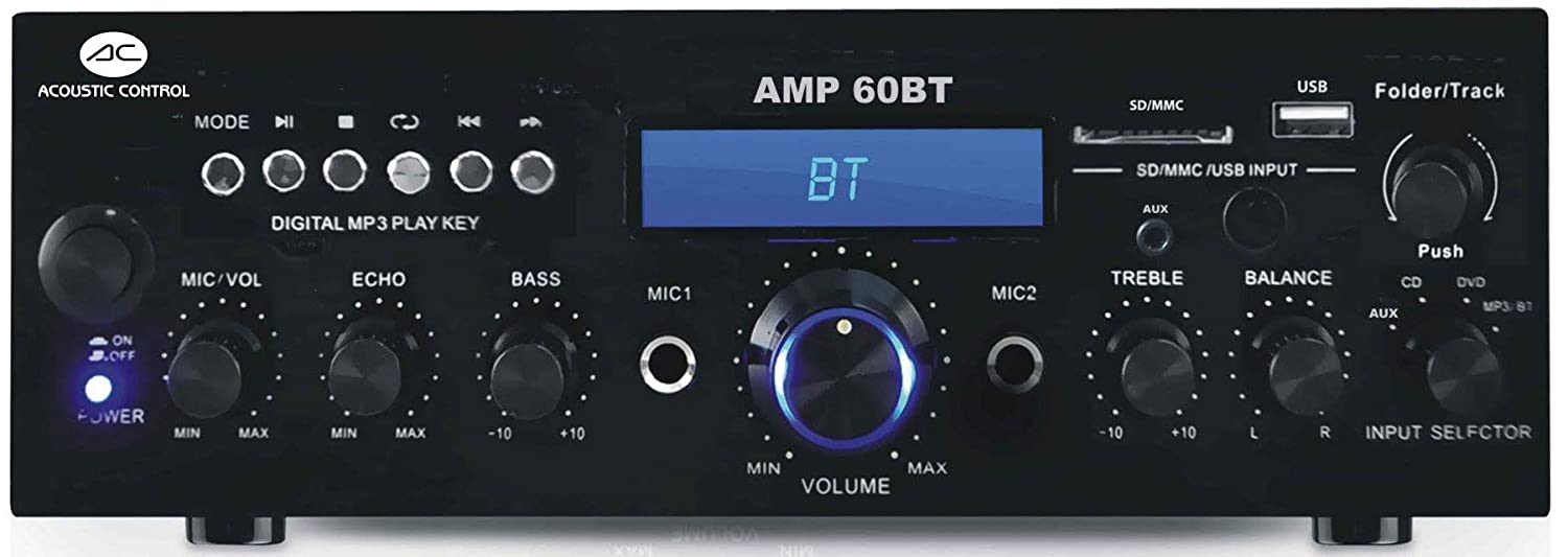 Amplificador Hi-Fi estreo con reproductor MP3, Bluetooth, radio FM Acoustic Control AMP 60 BT