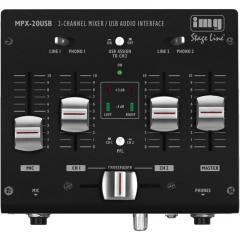 Mezclador DJ estreo de 3 canales, con interfaz USB IMG Stage Line MPX-20USB