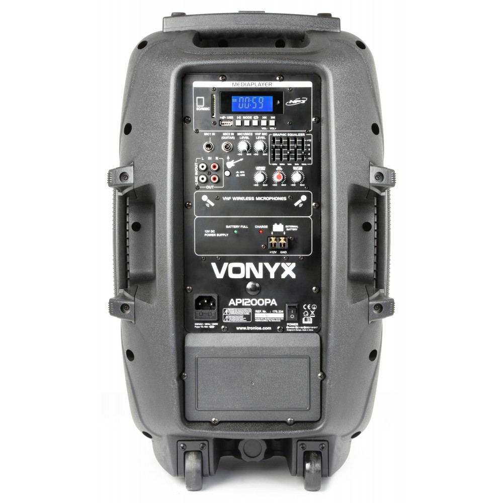 Altavoz Portatil con baterial 12" 2 UHF MP3 BT 600W 170.334 Vonyx  AP1200PA #3