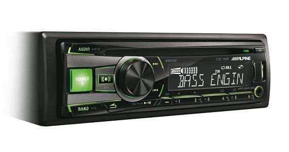 Radio CD Alpine, MP3, 50Wx4, USB, ilum. roja/verde Alpine CDE-190R #2