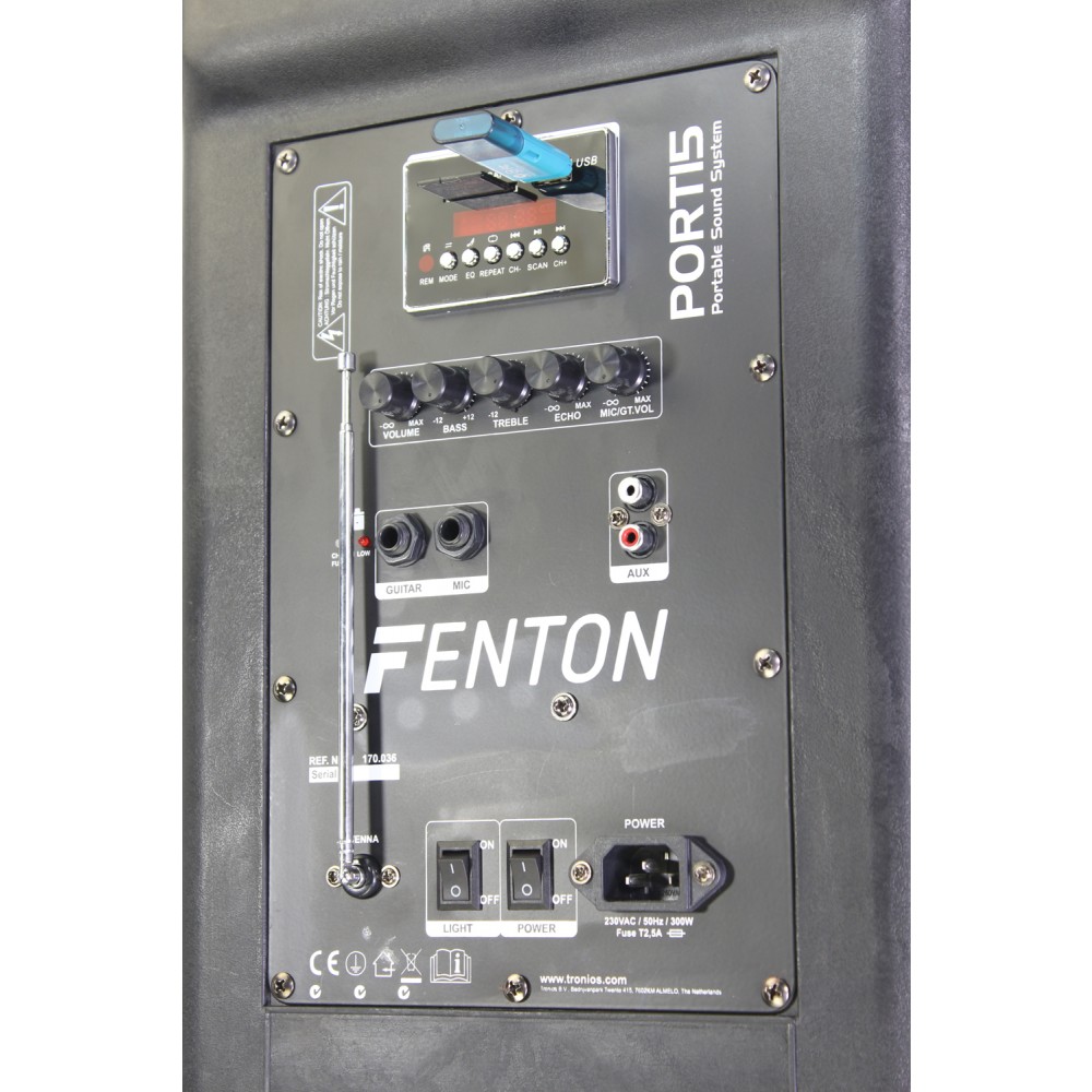 Sistema portatil de sonido 15" BT/MP3/USB/SD/VHF/LED 170.036 FENTON  FPS15 #3