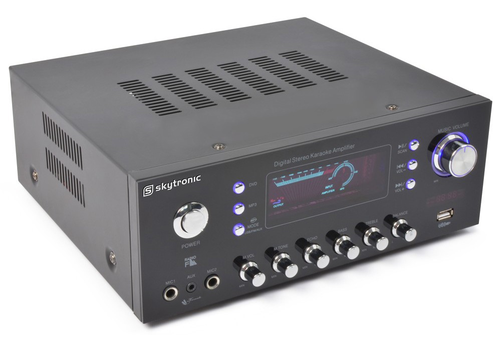 Skytronic 103.206/EU Amplificador estereo Karaoke MP3 Skytronic AV-120FM
