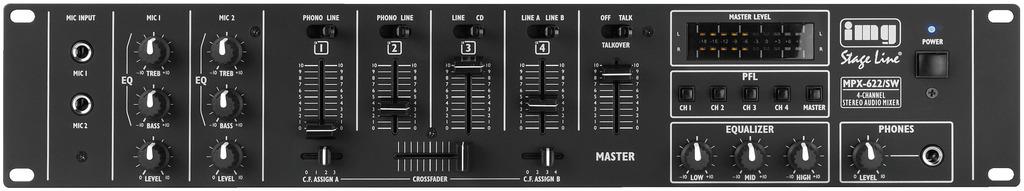 Mesa de mezclas estéreo, 6 canales IMG Stage Line MPX-622/SW