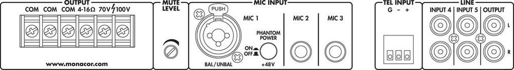 Amplificador mezclador para megafonía mono Monacor PA-312 #2