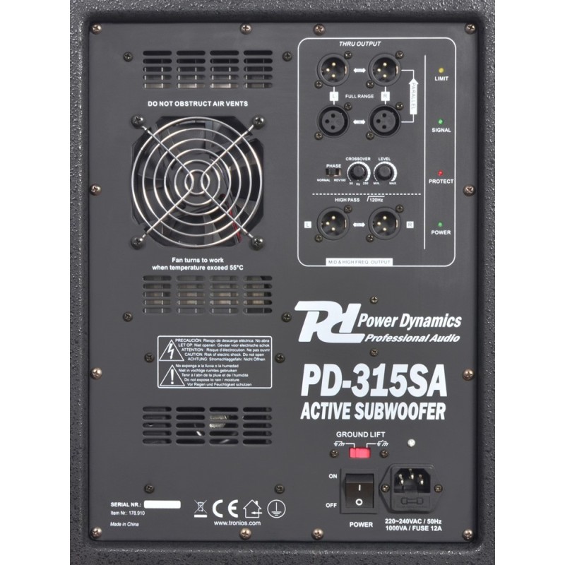 PowerDyn Subwoofer Activo 15" 1600W 013730 Power Dynamics PD-315SA #5