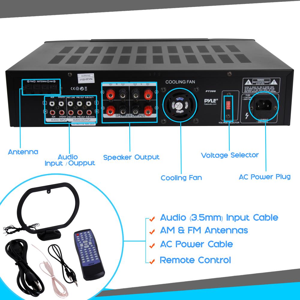 Pre-amplificador  Bluetooth, receptor de preamplificador estreo de cine en casa, MP3/USB/AUX/FM Pyle PT395 #7