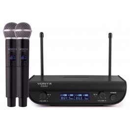 017687 Microfono inalambrico digital UHF 2 canales con 2 micros de mano  Vonyx  WM82