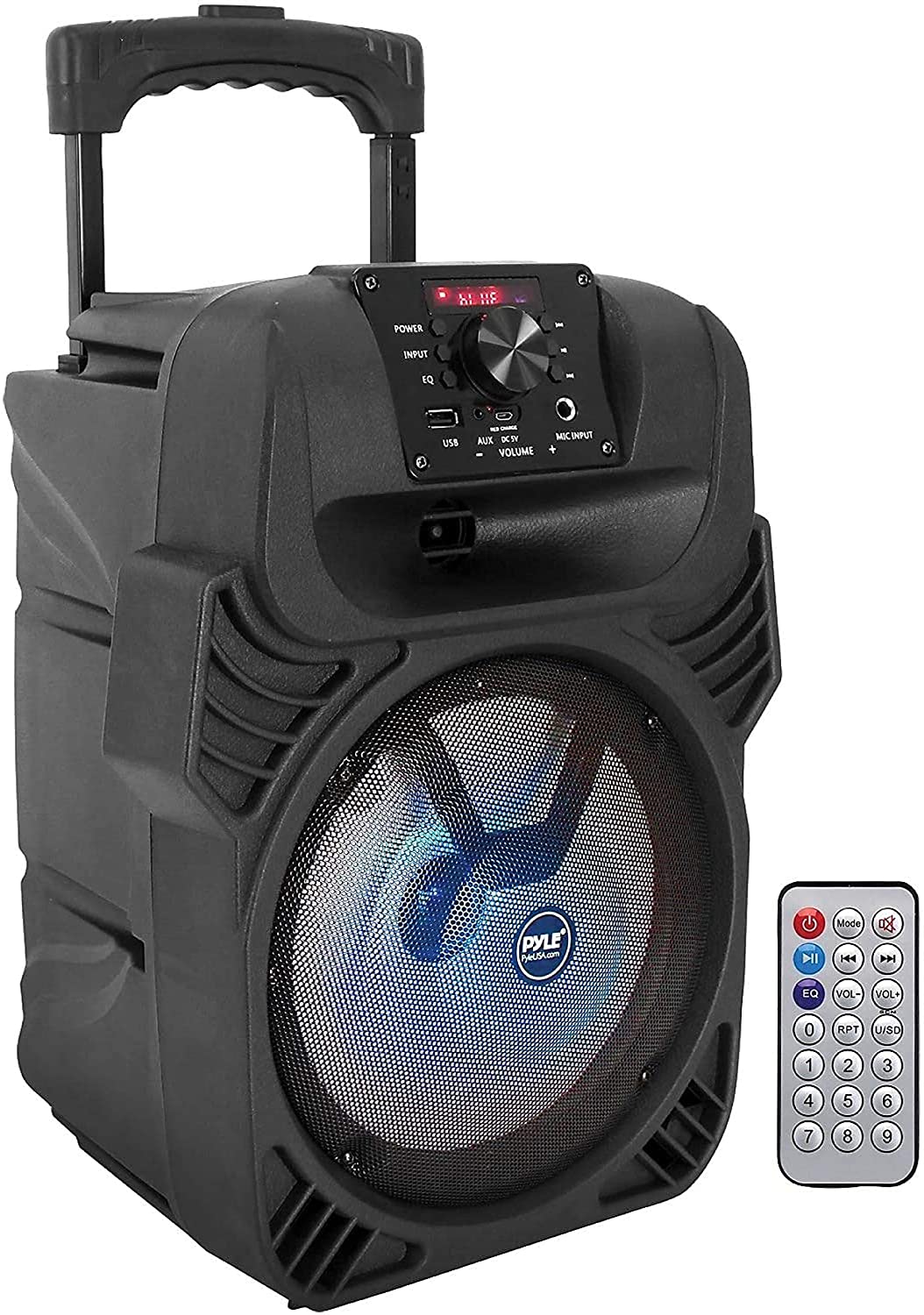 Pyle  Altavoz Bluetooth porttil Woofer de 8" con lector USB/MP3/FM Radio y luces Pyle PPHP844B