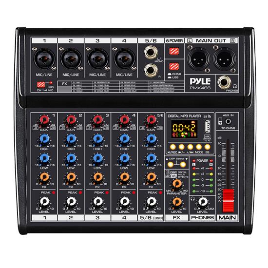 Mezcladora Controladora DJ de 6 canales con interfaz de grabación - Procesador multiefectos integrado/entrada AUX y reproductor  Pyle CA-PMX466