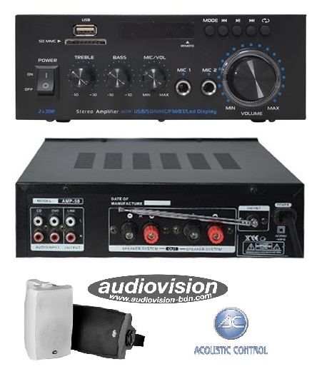 Acoustic Control AMP 30 PACK 018985 AMP 30 Amplificador HiFi estéreo de  2x16W MP3,BTy radio FM.