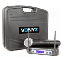 Sistema de micrófono inalámbrico VHF de 2 canales con dispositivos de mano y pantalla 015193 Vonyx  WM512