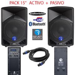 equipo audio pro activo + pasivo Bluetooth usb sd fm rec Seven  PASV-12APRO activo + pasivo