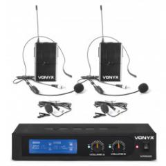 Microfono inalambrico VHF 2 canales con 2 micros de cabeza 017697 Vonyx  WM522B