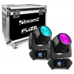 El cabezal mvil LED Fuze75B Beam 75W coloc 2 piezas en Flightcase BeamZ Fuze75B
