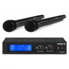 Juego de micrófonos VHF de 2 canales con 2 dispositivos portátiles Vonyx  WM522
