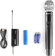 Sistema Micrófono Inalámbrico Plug-and-Play UHF, Receptor y micrófono, 10 Canales, UHF: 863 – 865MHz, Alcance 50m  Vonyx  WM55