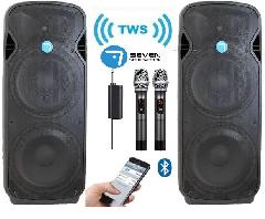 altavoces via amplificado 2X15 2000W x 2=4000w MP3/BT/ TWS estereo sin cables Seven  pack karaoke TWS
