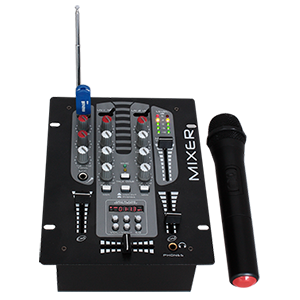 MESA DE MEZCLAS DE 2 VIAS / 5 CANALES CON USB-MP3 CON MICRO VHF IBIZA SOUND DJM150BT-VHF