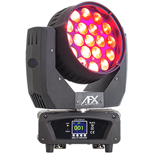 MOVING HEAD 19 x 12W LED 4-in-1 WITH ZOOM 10?-60? AFX LEDWASH-1912Z